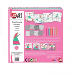 Set 20 planse de colorat cu creioane colorate, Printese, 4 ani+