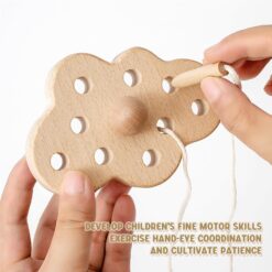 Set 3 jucării educative din lemn pentru șnuruit, 3 ani 01