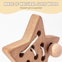 Set 3 jucării educative din lemn pentru șnuruit, 3 ani 01