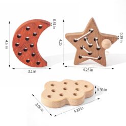 Set 3 jucării educative din lemn pentru șnuruit, 3 ani 01