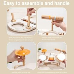 Set 5 instrumente muzicale din lemn pentru copii, Percutie