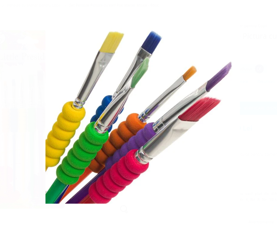 Set 6 pensule pentru pictura cu varf plat si maner moale