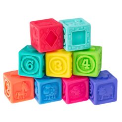 Set 9 cuburi pentru bebelusi, din silicon, cu texturi, 6 luni+ 13