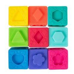 Set 9 cuburi pentru bebelusi, din silicon, cu texturi, 6 luni+ 13