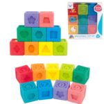 Set 9 cuburi pentru bebelusi, din silicon, cu texturi, 6 luni+