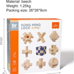 Set 9 jocuri logice din lemn - Incuietori Lu Ban, 3 ani+