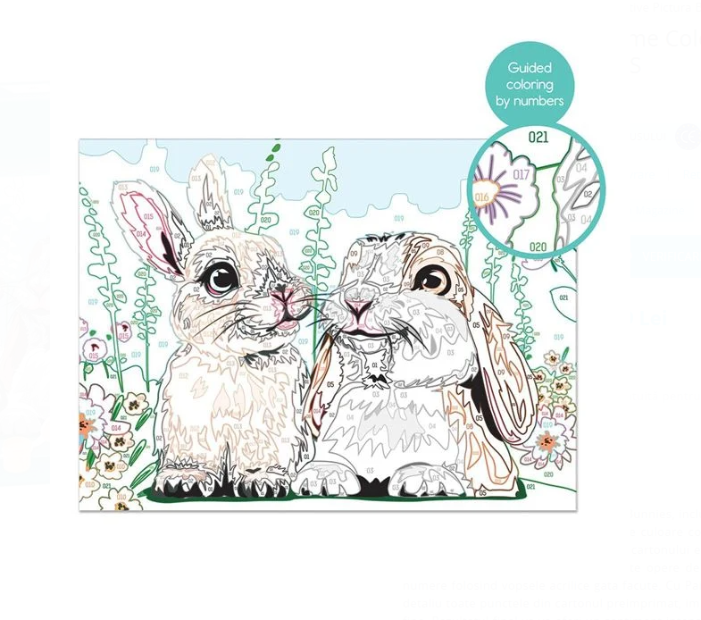 Set creativ, Pictura pe numere, Iepurasi, 9 ani+
