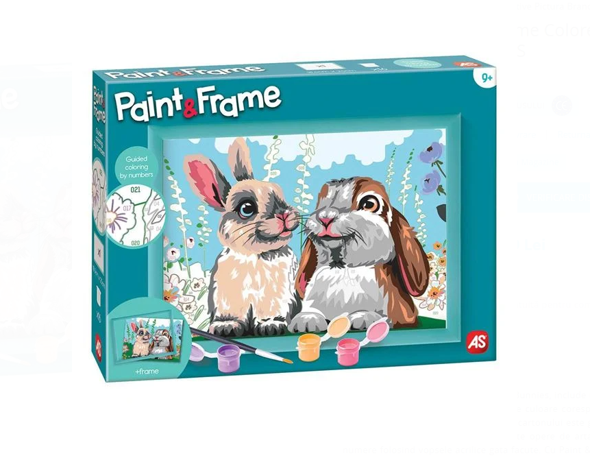 Set creativ, Pictura pe numere, Iepurasi, 9 ani+