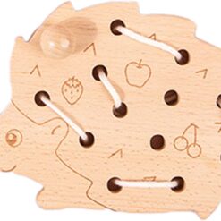 Set de 3 jucării educative din lemn pentru șnuruit, 3 ani