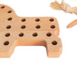 Set de 3 jucării educative din lemn pentru șnuruit, 3 ani