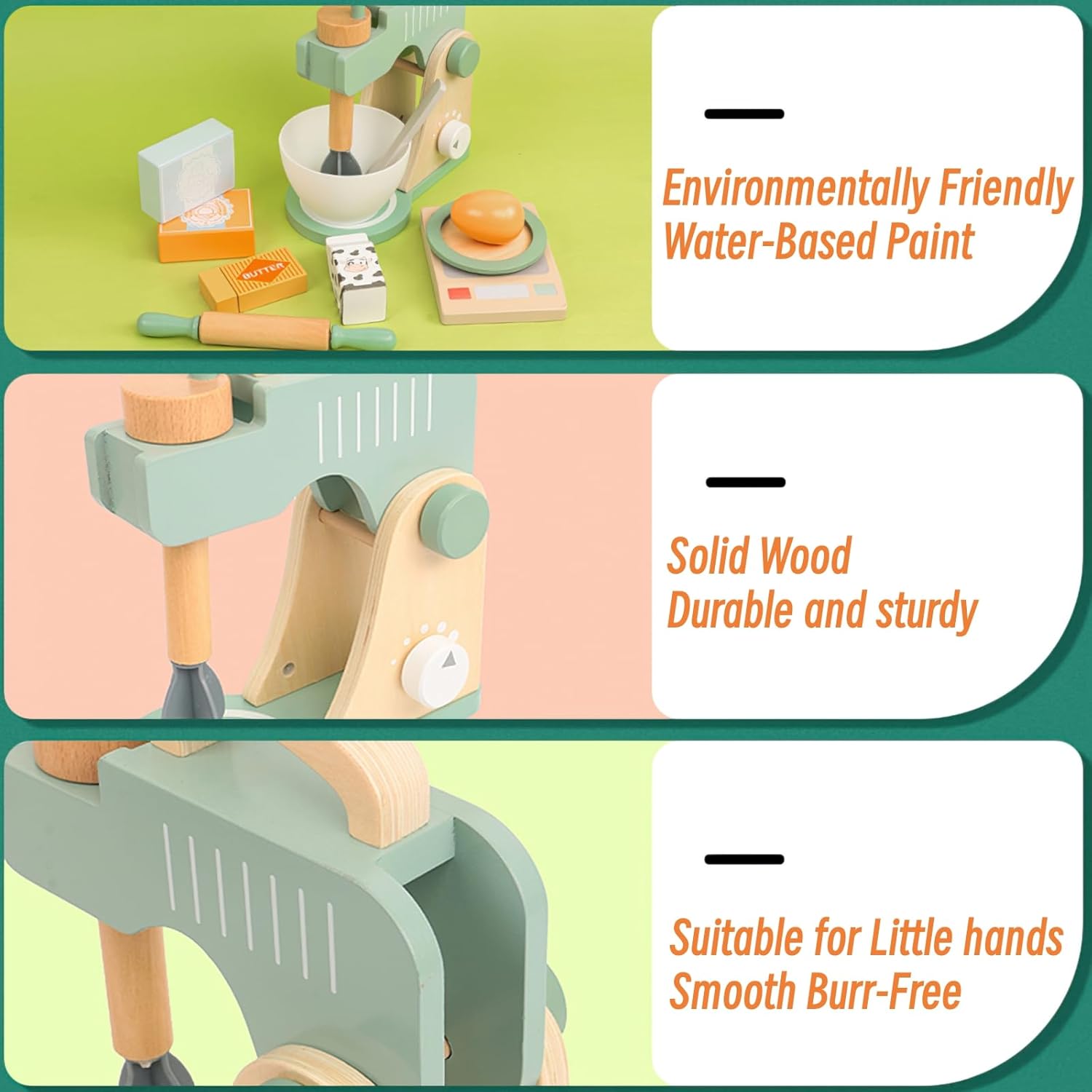 Set mixer din lemn cu accesorii pentru copii, 3 ANI 01