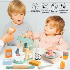 Set mixer din lemn cu accesorii pentru copii, 3 ANI 01