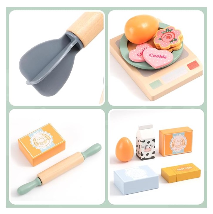 Set mixer din lemn cu accesorii pentru copii, 3 ANI 01
