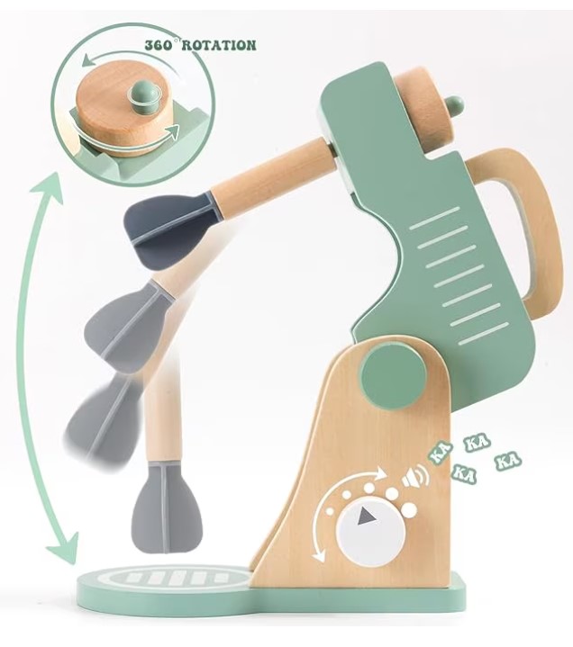Set mixer din lemn cu accesorii pentru copii, 3 ANI 01