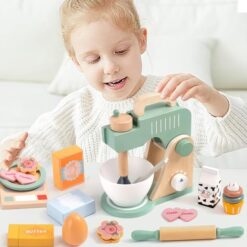 Set mixer din lemn cu accesorii pentru copii, 3 ANI 01