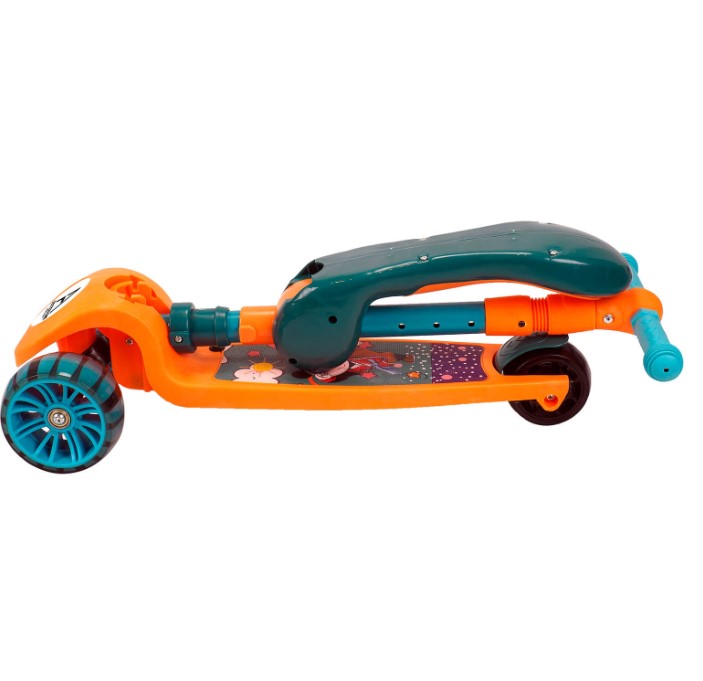 Trotineta 2 in 1, pliabila cu 3 roti si lumini, 2 ani+, Orange