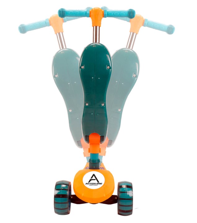 Trotineta 2 in 1, pliabila cu 3 roti si lumini, 2 ani+, Orange