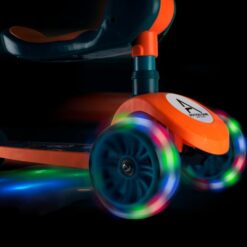Trotineta 2 in 1, pliabila cu 3 roti si lumini, 2 ani+, Orange