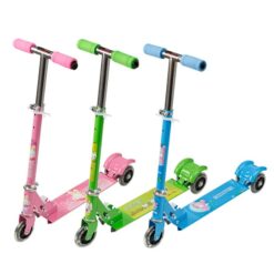 Trotineta, pliabila si reglabila cu 3 roti cu lumini, 3 ani+, VERDE