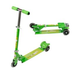 Trotineta, pliabila si reglabila cu 3 roti cu lumini, 3 ani+, VERDE