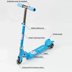 Trotineta, pliabila si reglabila cu 3 roti cu lumini, 3 ani+, VERDE