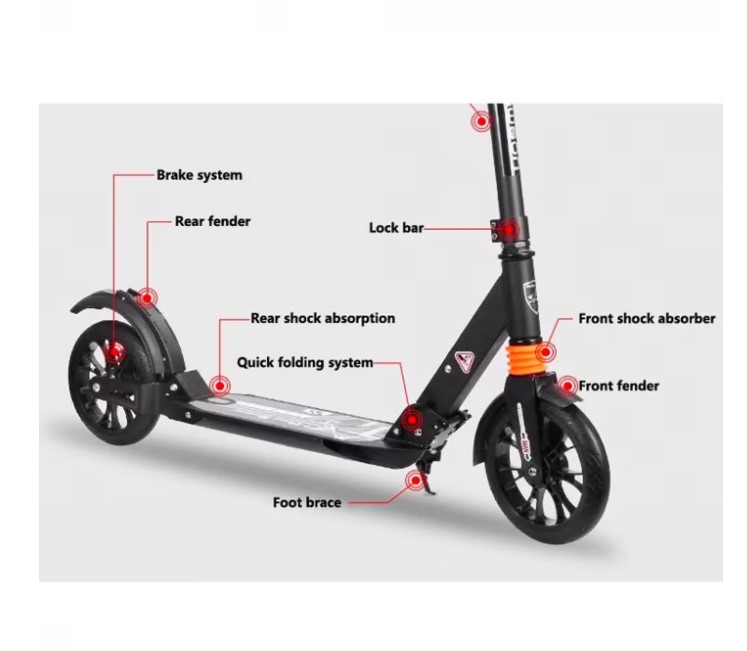 Trotineta, pliabila si reglabila cu suspensii pentru copii si adulti, greutate maxima 100 kg 01