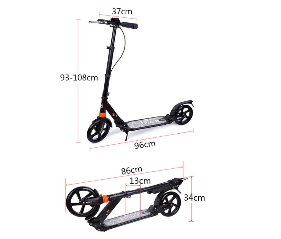 Trotineta, pliabila si reglabila cu suspensii pentru copii si adulti, greutate maxima 100 kg