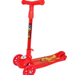 Trotineta reglabila cu 3 roti din silicon cu lumini, Rosu 3 ani