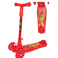 Trotineta reglabila cu 3 roti din silicon cu lumini, Rosu 3 ani