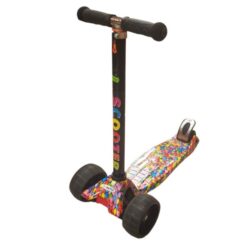 Trotineta reglabila cu roti din silicon cu lumini, multicolor, 3 ani