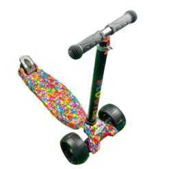 Trotineta reglabila cu roti din silicon cu lumini, multicolor, 3 ani