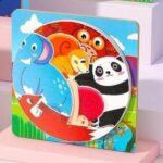 Puzzle circular, 18 x 18 cm, fara imagine de asociere, Animale salbatice