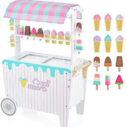 Carucior din lemn, Stand de inghetata, 86 cm, 3 ani