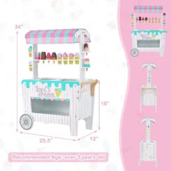 Carucior din lemn, Stand de inghetata, 86 cm, 3 ani