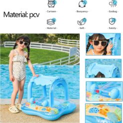 Colac gonflabil cu parasolar detasabil, Barcuta - Albastru