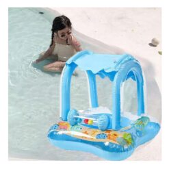 Colac gonflabil cu parasolar detasabil, Barcuta - Albastru