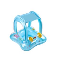 Colac gonflabil cu parasolar detasabil, Barcuta - Albastru