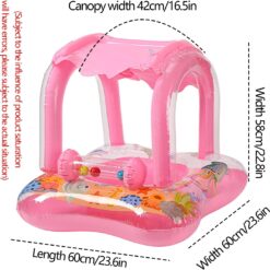 Colac gonflabil cu parasolar detasabil, Barcuta - Roz