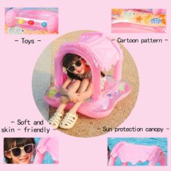 Colac gonflabil cu parasolar detasabil, Barcuta - Roz