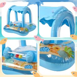 Colac gonflabil cu parasolar detasabil,1-6 an, Barcuta - Albastru