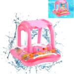 Colac gonflabil cu parasolar detasabil,1 – 6 ani, Barcuta - Roz