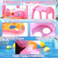 Colac gonflabil cu parasolar detasabil,1 – 6 ani, Barcuta - Roz