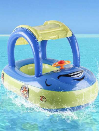 Colac gonflabil cu parasolar si volan, Masinuta-Albastru