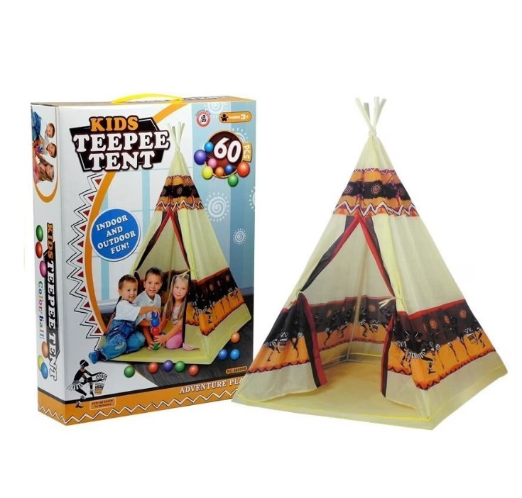 Cort indian pentru copii, cu 60 bile colorate 01