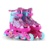 Set Role reglabile, Convertibile, 2 IN 1, si echipament protectie, 30-34 cm, ROZ