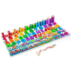 Joc logaritmic 7 in 1 activitati, Puzzle incastru cu imagine de asociere,3 ani 01