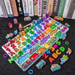 Joc logaritmic 7 in 1 activitati, Puzzle incastru cu imagine de asociere,3 ani 01