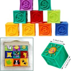 Jucarie educativa bebe, set 9 cuburi moi, 6 luni+