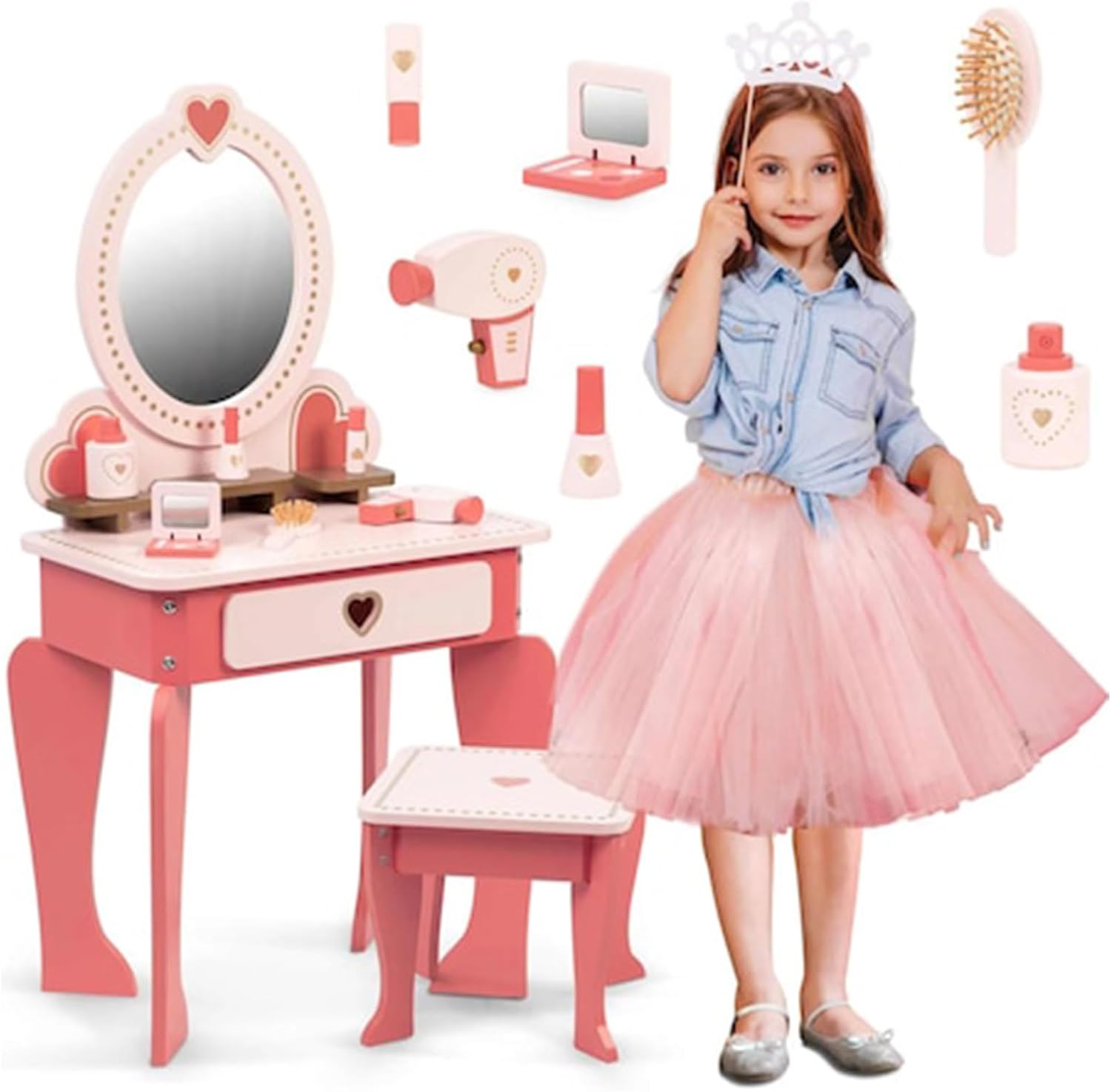 Jucarie educativa din lemn, Masuta de machiaj, 4ani+ 01