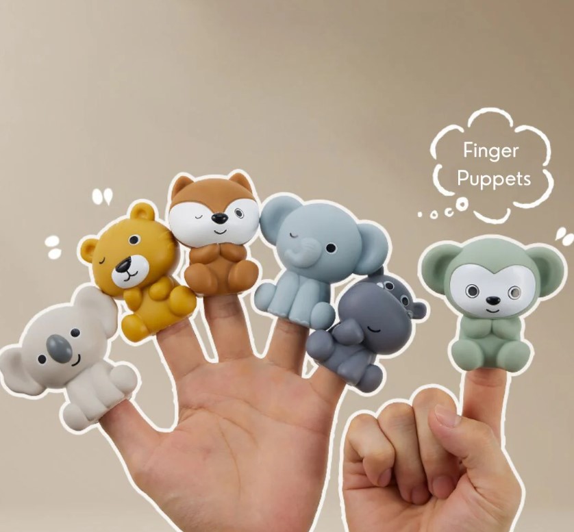 Set 6 papusi pentru mana, marionete si jucarie de baie, 18 luni+ 01